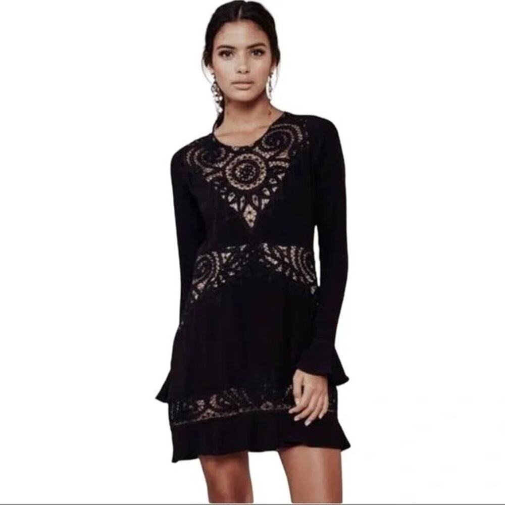 For Love and Lemons Valentina Mini Black Dress Size Medium